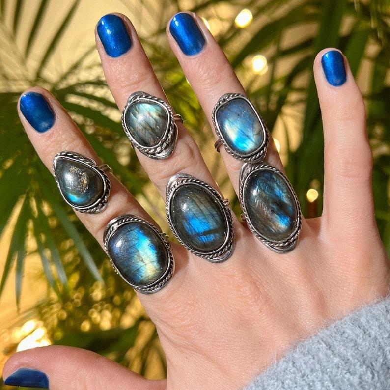 КОЛЬЦО С ЛАБРАДОРИТОМ микс ~ серебряное кольцо из альпаки для женщин и мужчин ~ кольцо с драгоценным камнем лабрадоритом ~ круглое квадратное кольцо ~ кольцо с кристаллами