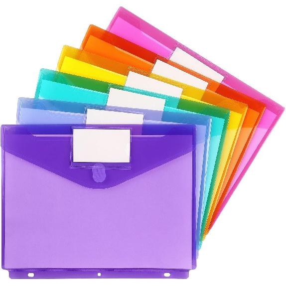 Tamaki 6 Pack Binder Pocket, Plastic Folders with Label, Binder Organizer, Binder Dividers with Pockets, Letter Size, Assorted Colors
