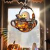 Halloween Ghost Reading Book Suncatcher Hanging Decor Acrylic Window Hanging Ornament Colorful Shadow Home Car Interior Decor