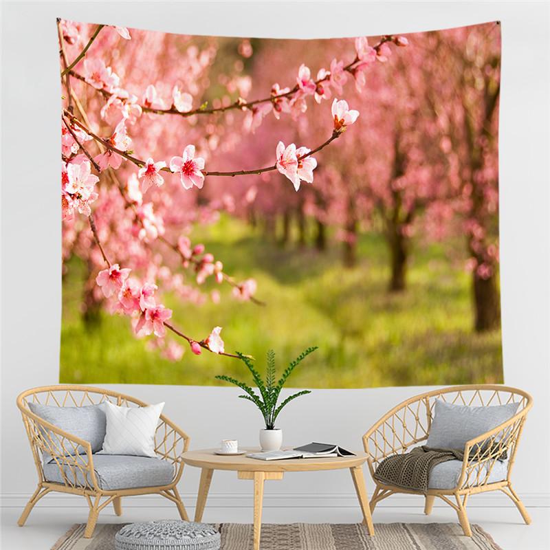 Красивый красный принт большого дерева, настенный гобелен с вишневым цветом, настенный гобелен в стиле бохо, настенный гобелен с мандалой, декоративный гобелен