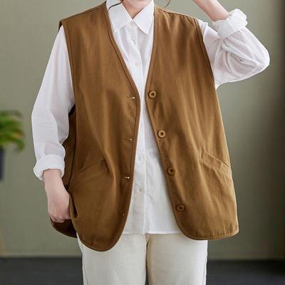 Жилет женский хлопковый оверсайз повседневный с V-образным вырезом без рукавов топы жилет