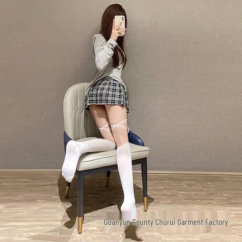 Милые японские хлопковые гольфы-чулки с шнуровкой в стиле Лолита