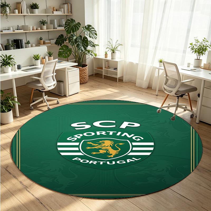 Sporting CP FC Printed Round Crystal Velvet Rug Soft Non Slip Floor Carpet For Bedroom Holiday Gift