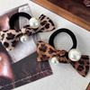 Sweet Stylish Size Pearl Hair Rope Popular Hair Accessories Vintage Leopard Print Bow Hair Rope Headband