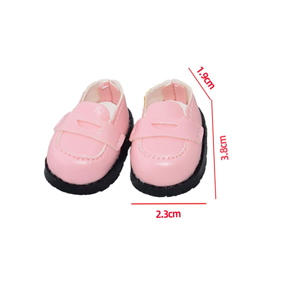 Niannyyhouse 10cm Plush Leather Shoes Shoes2 Cotton Doll Shoes Shoe Length Approx. 3.8cm Dress Up Doll Accessories (Pink+Brown)