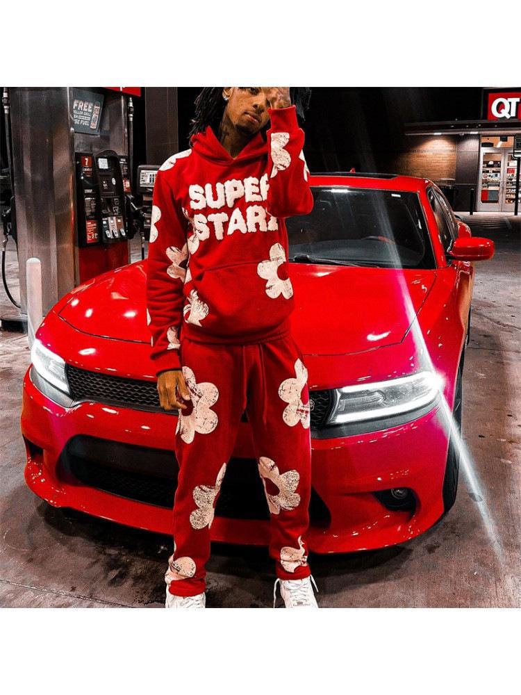 Мужской комплект из толстовке с капюшоном и спортивных штанов в стиле хип-хоп с 3D-цифровым принтом - мода осень/зима