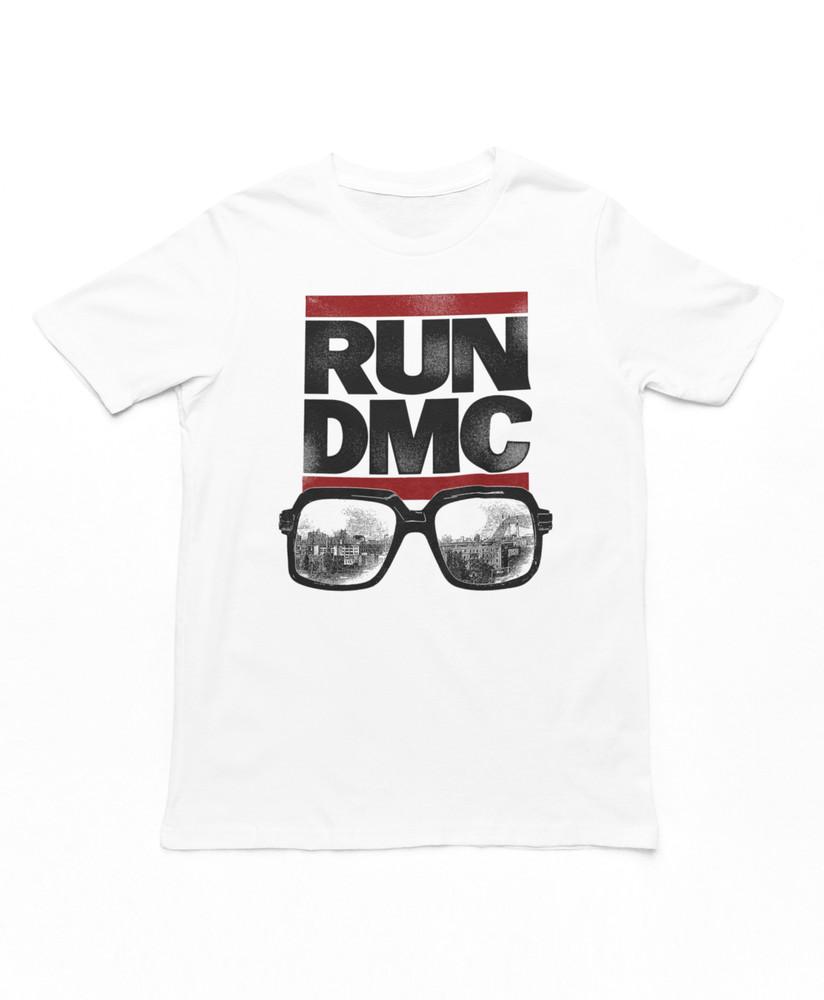 Очки Run DMC Мужская футболка Музыка Классический Хип-хоп Рэп Группа Band Tee Новая Белая Унисекс Футболка