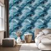 Wallpaper Ink turquoise, navy blue, blue and celadon 50x1000