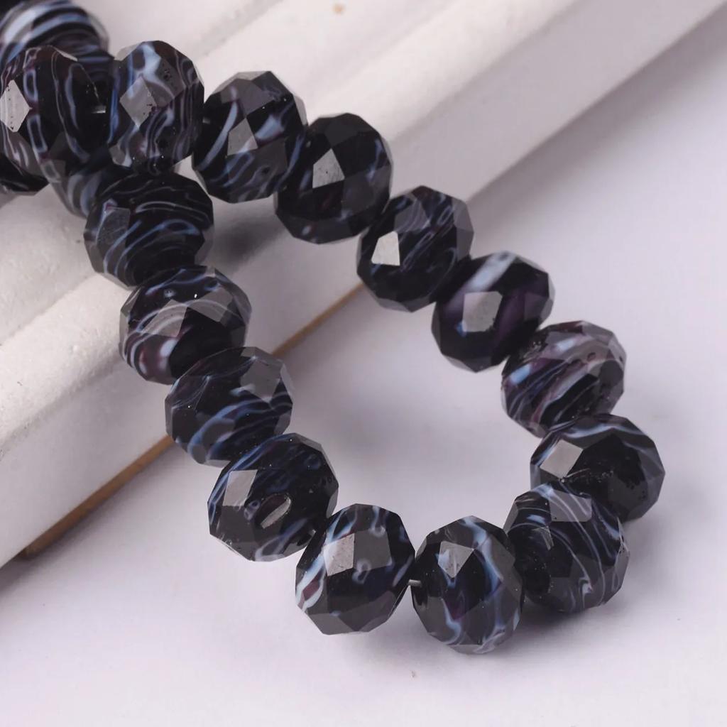 10pcs 12x8mm Rondelle Faceted Opaque Lampwork Glass Loose Spacer Beads For Jewelry Making DIY Crafts Findings