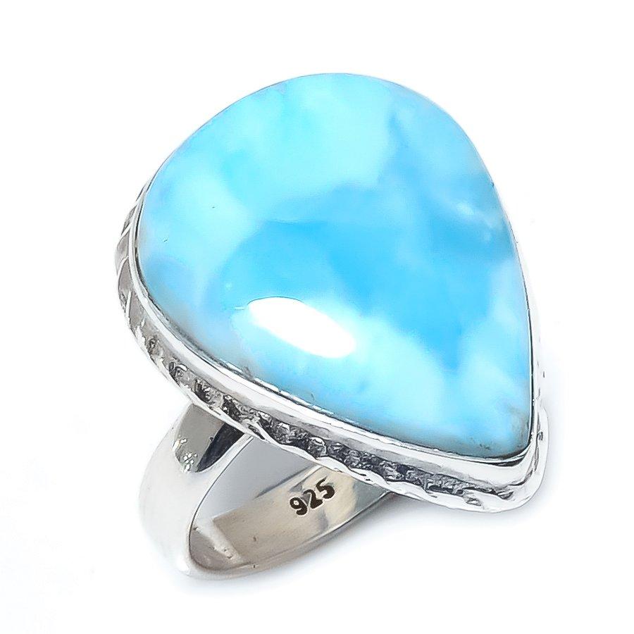 Кольцо в подарок из стерлингового серебра 925 пробы с драгоценным камнем из натурального ларимара Natural Republic S.7 r1S70