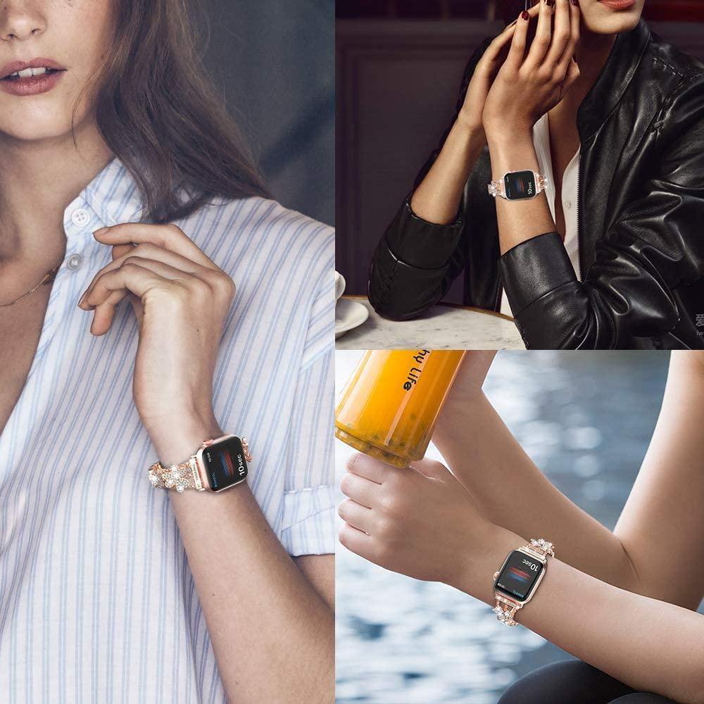 Блестящий металлический браслет для Apple Watch Band Ultra 49 мм женский роскошный сменный ремешок из нержавеющей стали 45 мм 42 мм для iWatch 9 8 7 ремешок для часов 44 мм 41 мм 40 мм 38 мм