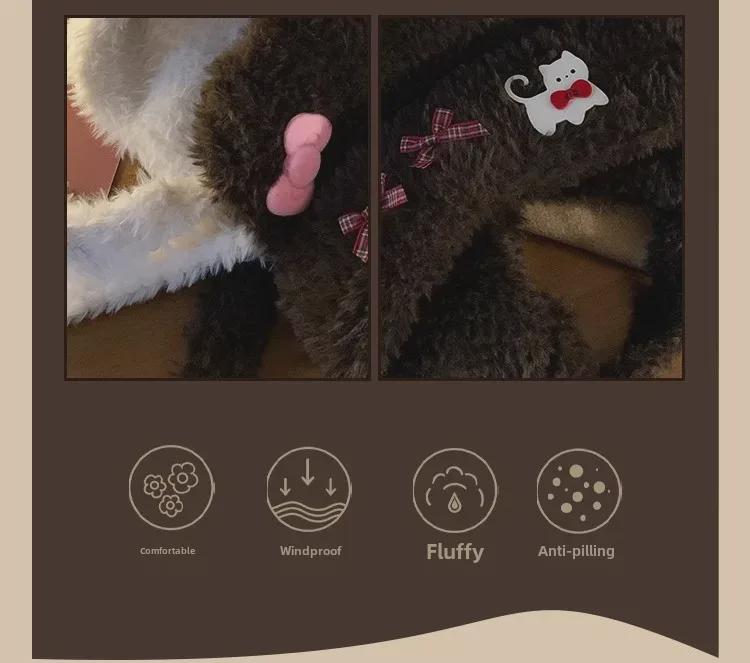 Теплая плюшевая шапка с ушками медведя и кошачьим бантом для женщин – защита ушей на осень/зиму с открытым лицом