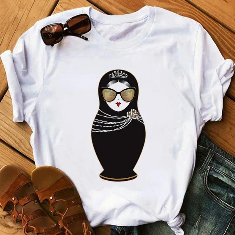 Matryoshka Doll T Shirt  2023 Funny Summer Fashion Tshirt  Russian Doll T-Shirt Women White Casual T Shirt Female Harajuku Shirt
