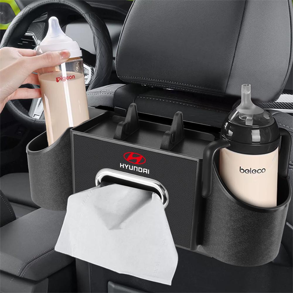 Car Chair Back Storage Bag Multi-function Tissue Box Water Cup Holder Storage Bag For Hyundai Kona Accent Elantra Tucson GDI I30 KK10