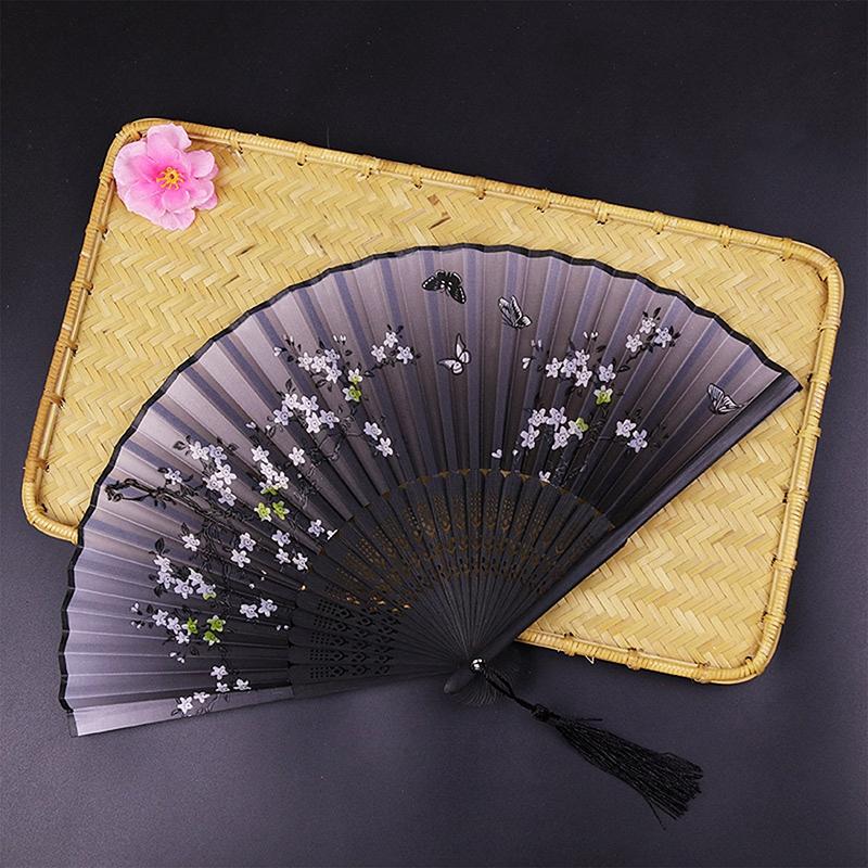 Новый китайский шелковый веер, бамбуковый антикварный складной веер, летний женский танцевальный веер, портативный веер, ручной веер, прочный бытовой