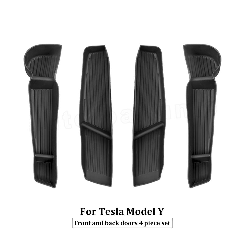 4Pcs Door Side Storage Box Front Rear Side Door Insert Organizer Tray Umbrella Box For Tesla Model Y 2022 2023
