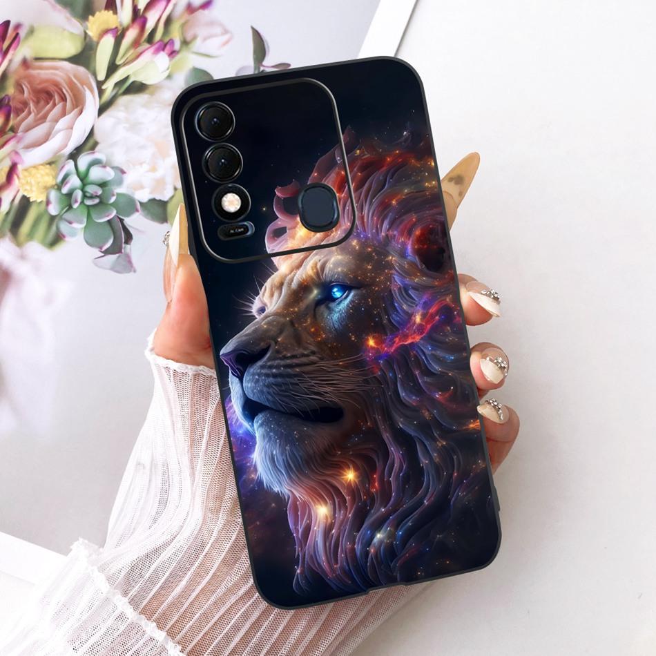 For Tecno Spark 8 8T 8C Cool Dragon Tiger Pattern Phone Case For Tecno Spark8C Spark8 KG5k KG6p Black Silicone Soft Cases Bumper