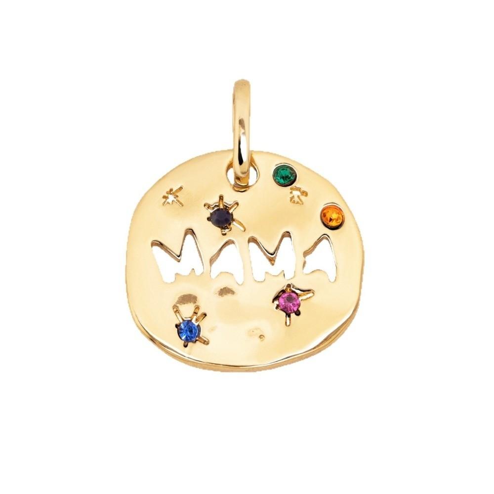 Colorful Full Zircon Guardian Pendant Necklace Stainless Steel Pendant Necklace For Grandma