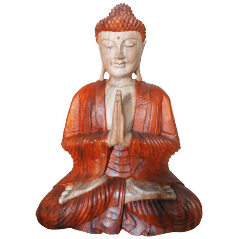 Buddha Statue Hand Carved Suar Wood 60cm