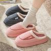 Coil Plush Autumn and Winter Leisure Indoor Home Plush EVA Sole, Couple Thick-soled Warm Cotton Slippers