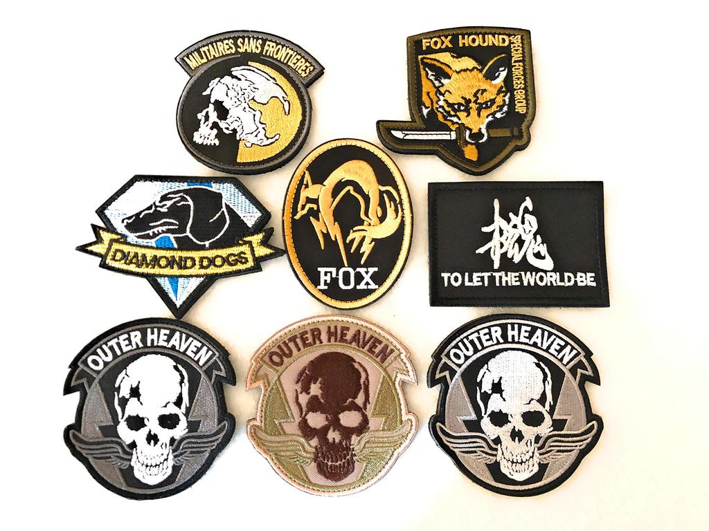 TERA of MGS Metal Gear Solid Metal Gear FOX HOUND Fox Peace Walker Embroidered Tactical Patches Velcro Patches for and Airsoft [Set 8] Cosplay,