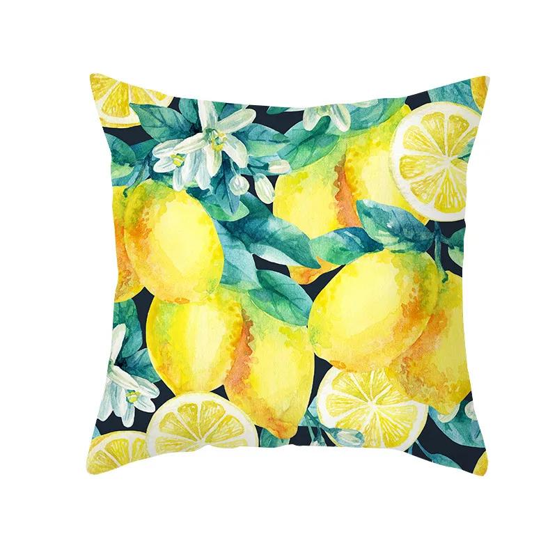Summer Fruit Cushion Cover 45X45 Lemon Orange Strawberry Watermelon Decorative Pillowcase Polyester Sofa Cushions Home Decor