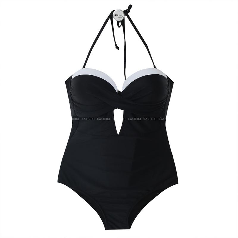 Korean fashion conservative small chest one-piece swimsuit women's slim suspenders steel tray gather sexy hot spring vacation swimsuit