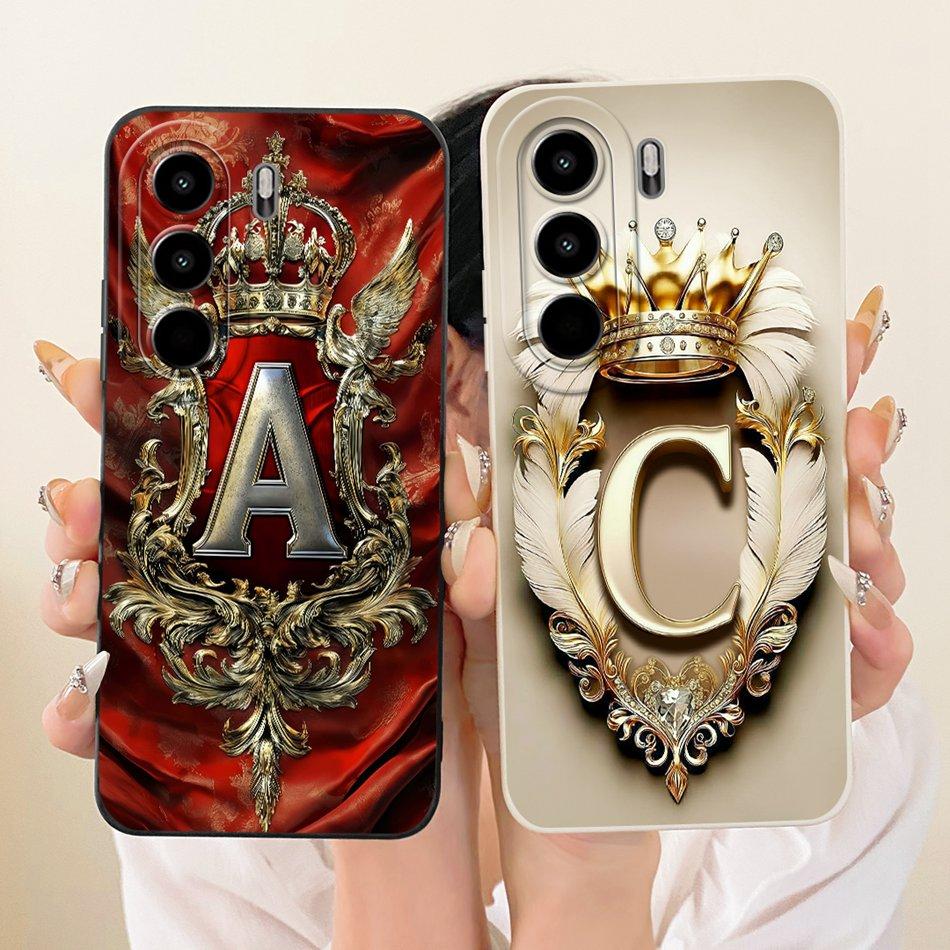 For Itel Power 70 / Itel P70 Feather Crown Initial Letter Phone Case For Itel P70 Power70 P673L Soft Silicone Covers Bumpers