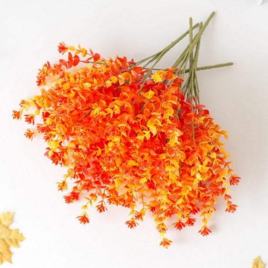 2 шт./компл. Осенний искусственный цветок, реалистичный поддельный лист эвкалипта, Хэллоуин, День благодарения, фестиваль урожая