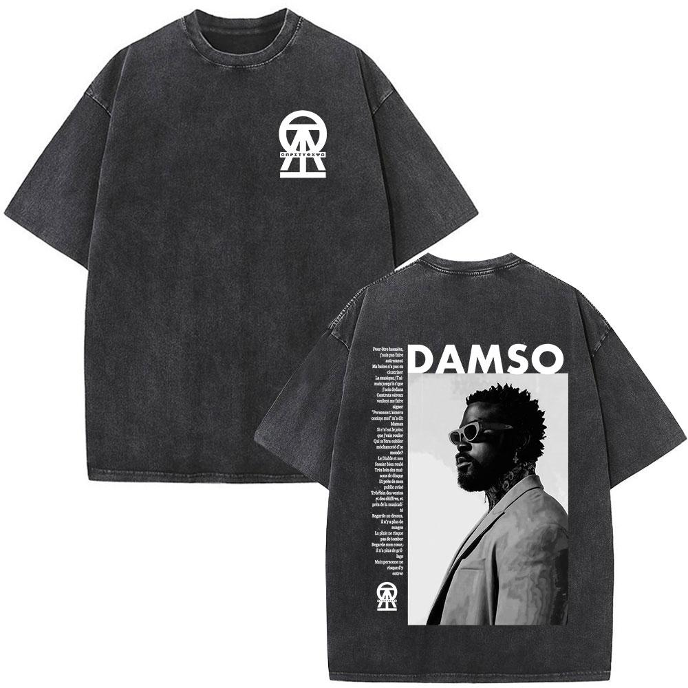 Винтажные стираные футболки рэпера Damso Beyah Tour 2026 Мужская Женская Одежда Повседневная Мода Хип-Хоп Футболки с коротким рукавом Уличная одежда