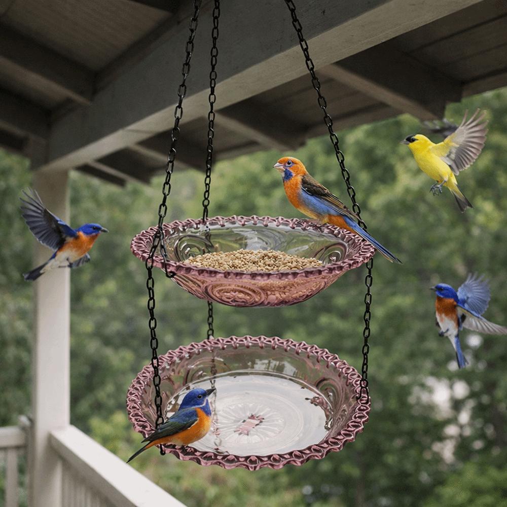 Flower Shaped Bird Bathtub Transparent Hummingbird Feeder Hanging Bird Feeder Balcony