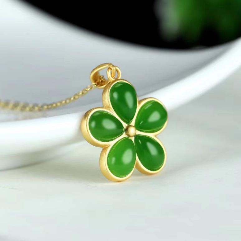 Этническое ожерелье-подвеска из зеленого агата и халцедона для женщин