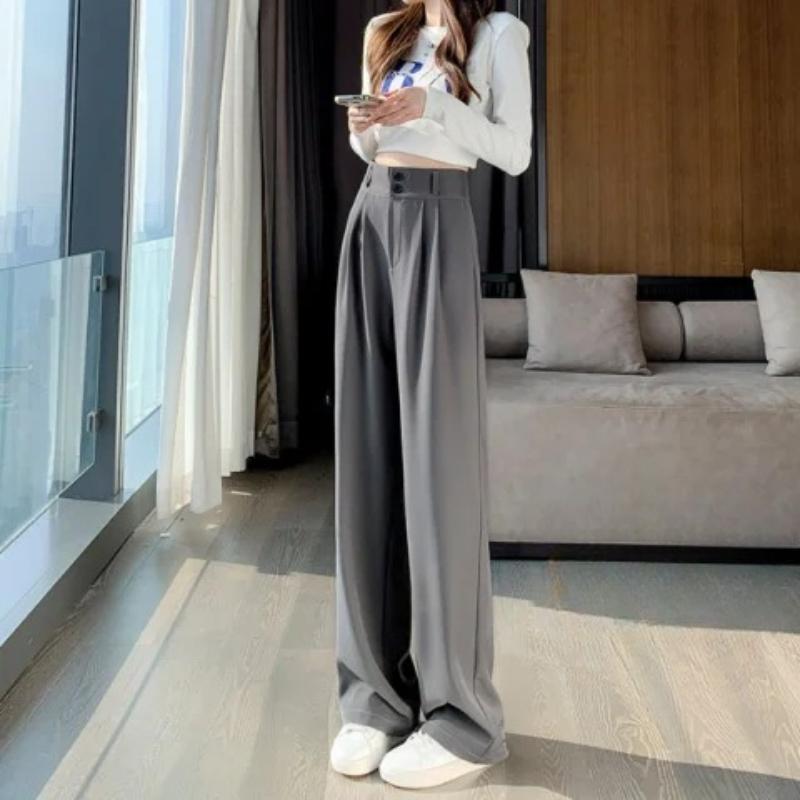 Летние брюки с эластичной талией меньшего размера и широкими штанинами, женские, с высокой посадкой, свободные, облегающие, с драпировкой, брюки для отдыха