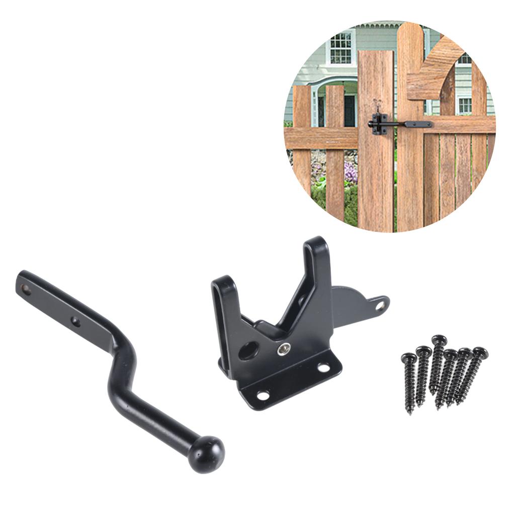 Automatic Gravity Lever Gate Latches Lock Steel Self Locking Bolts Heavy Duty Black Steel Gate Lock for Garden Fence