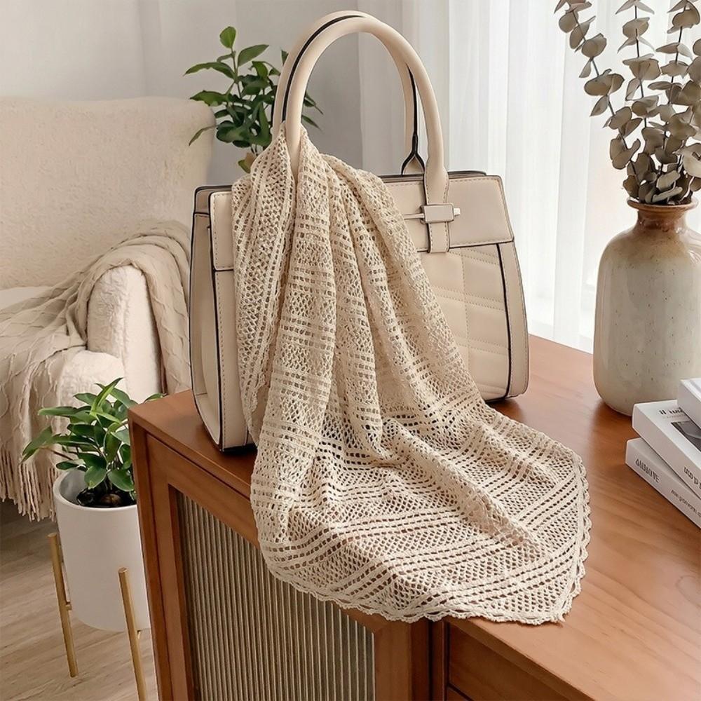 Solid Color Triangle Wrap Hollow Out Lady Shawl Flower Fashion Lace Scarf Women