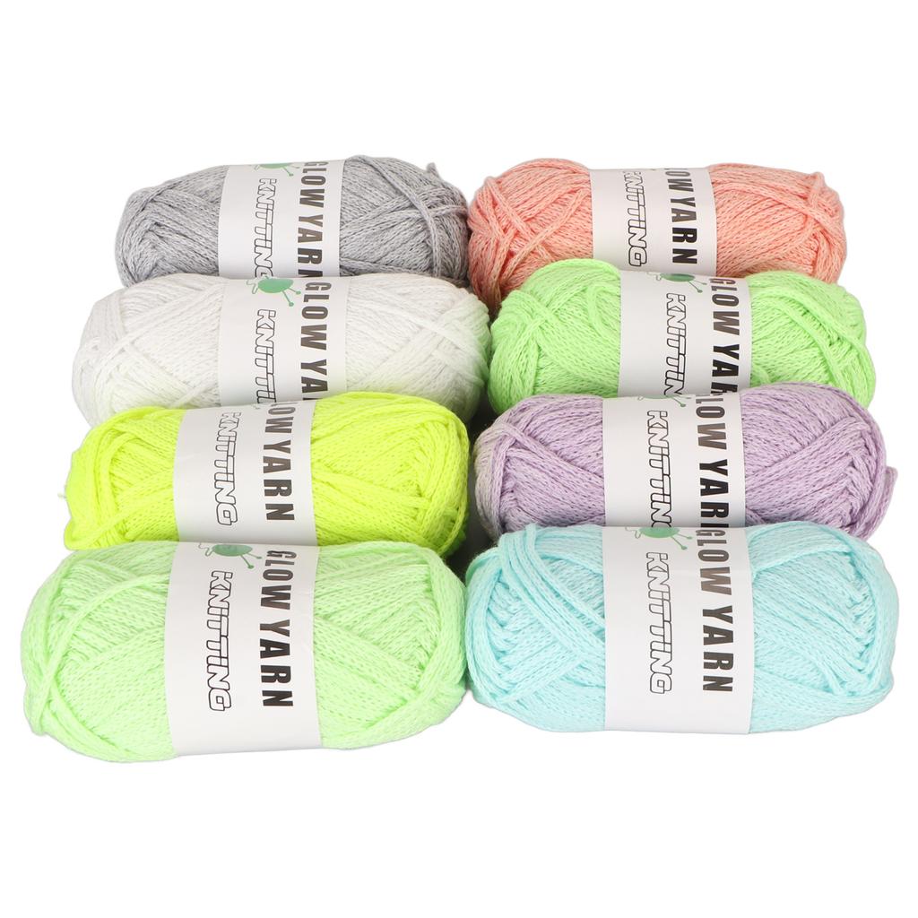8pcs Glow Yarn Multicolor Knitting Luminous Craft Yarn for Beginner DIY Crocheting Craft 50m