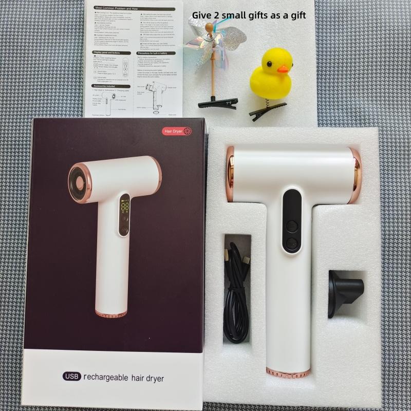 Беспроводной фен с USB-подзарядкой и высокой мощностью ветра для детей/студентов/путешествий, портативный уличный фен без вилки