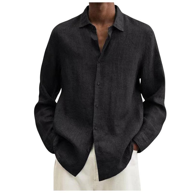 Designer Spring Summer Men's Casual Cotton Linen Solid Color Long Sleeve Shirts Loose Shirts