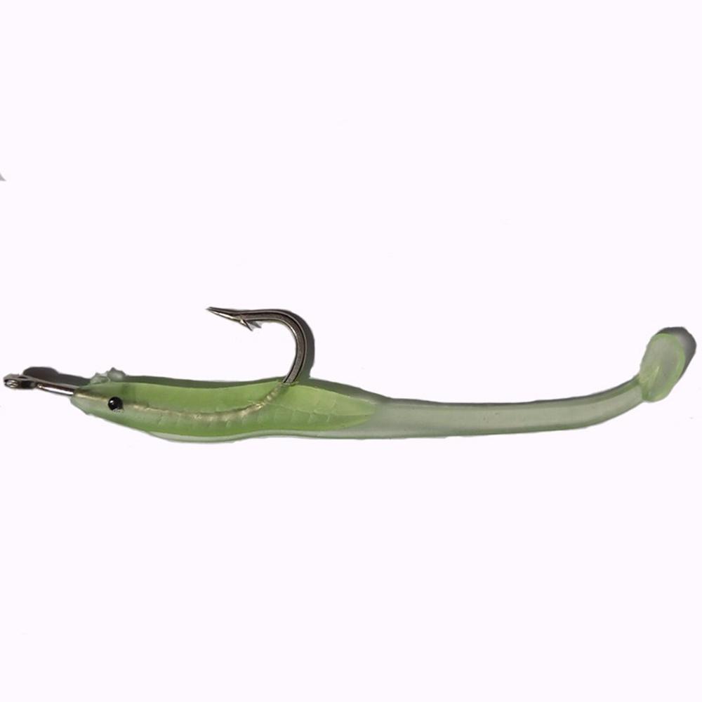 10pcs Durable Luminous Silicone Fish Eel Lure Artificial Soft Bait Worm Barbed Hook Lead Jig Head