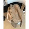 Vintage Tweed Jacket Women Elegant Cropped Coat Korean Long Sleeve Outerwear Fall Winter Ladies Single Breasted Chic Blazer New