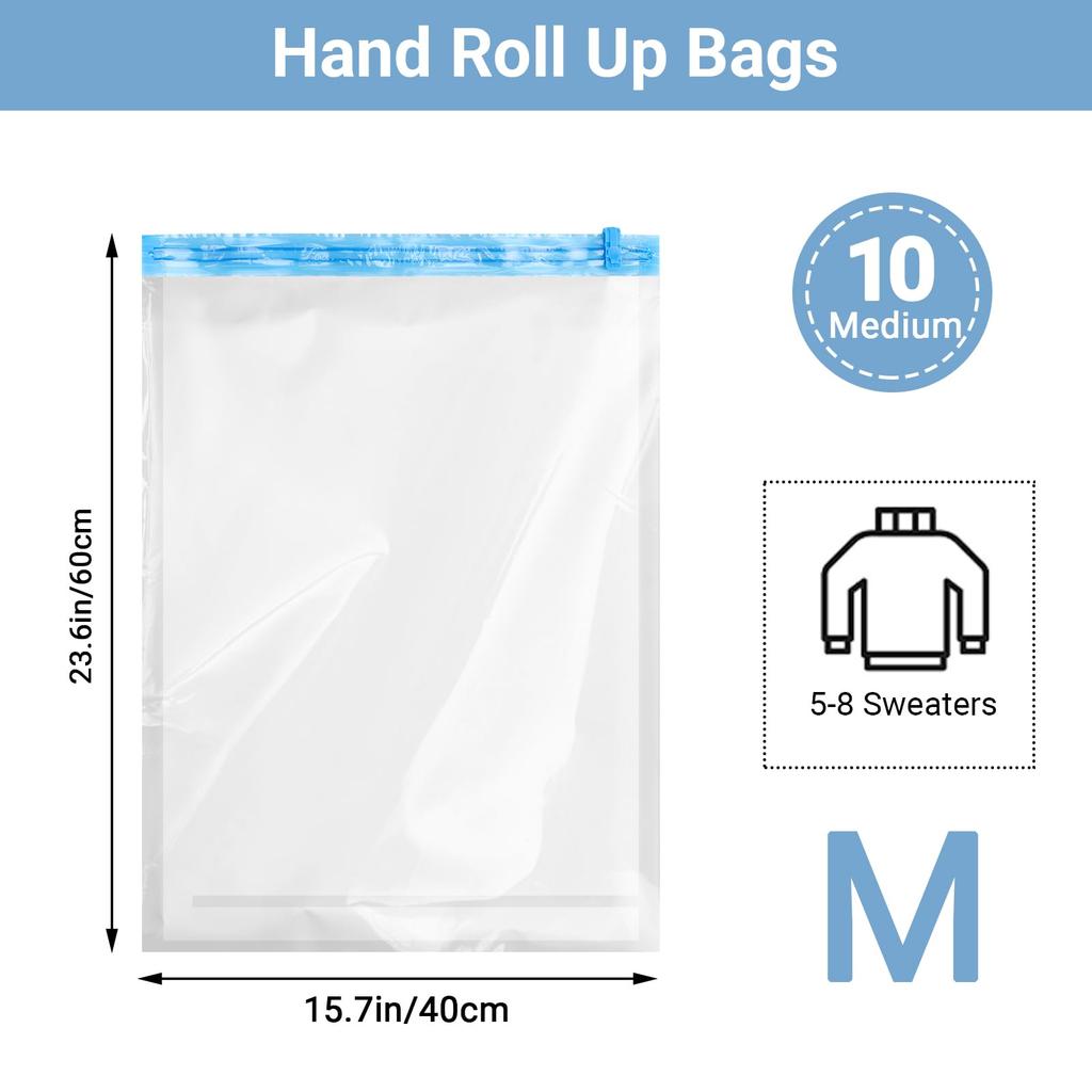 30 Pack Vacuum Storage Bags with Pump Space Saver Storage Bags Vacuum Seal Bags for Clothing Pillows Bedding Travel Organizer