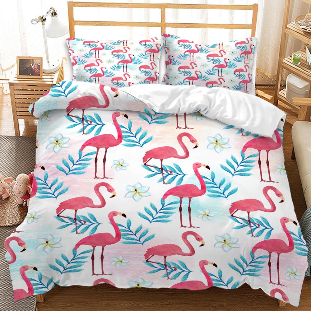 Bed Three-Piece Quilt Cover Ins Wind Animal Pattern Print Kit Home Textile Skin