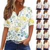 Women's T Shirt Print Button Short Sleeve Daily Weekend Fashion Basic V-Neck Regular Top