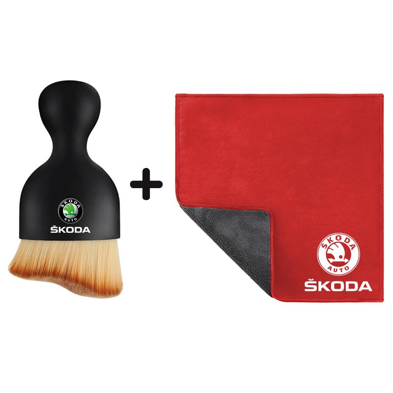 ZPMG6 Car Cleaning Soft Brush Tool Dust Remover Double-sided Car Cleaning Cloth For Skoda Octavia SUPERB RAPID KAROQ FABIA