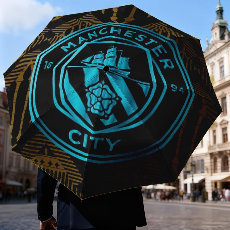 1PC Manchester City F.C Printed Umbrella Folding umbrella, automatic umbrella 8-Frame for Travel, camping Fan gifts Christmas Gifts
