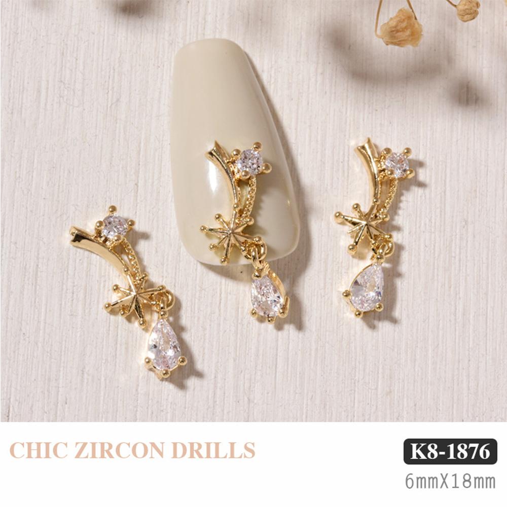 Pearl Opal Charms Nail Art Decorations Nail Rhinestones Crystal Pendant Chain Nail Art Jewelry