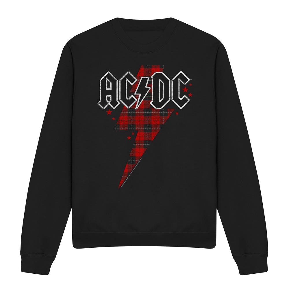 AC/DC Unisex Adult Plaid Bolt Sweatshirt