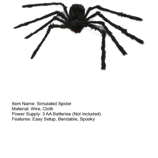 Giant Lighted Spider Halloween Decoration Fake Spider Light-up Realistic Spooky Spider for Indoor Outdoor Yard Patio Festive Decor