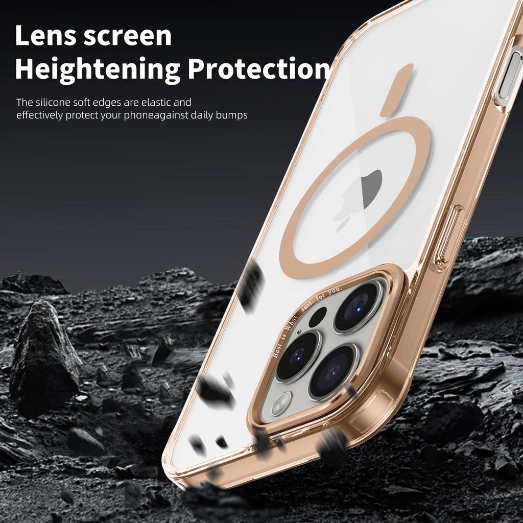 Роскошный прозрачный чехол Desert Gold для iPhone 16 15 14 13 12 Pro Max 16 Plus, акриловый прозрачный чехол TPU Magsafe Magnetic Phone Cover