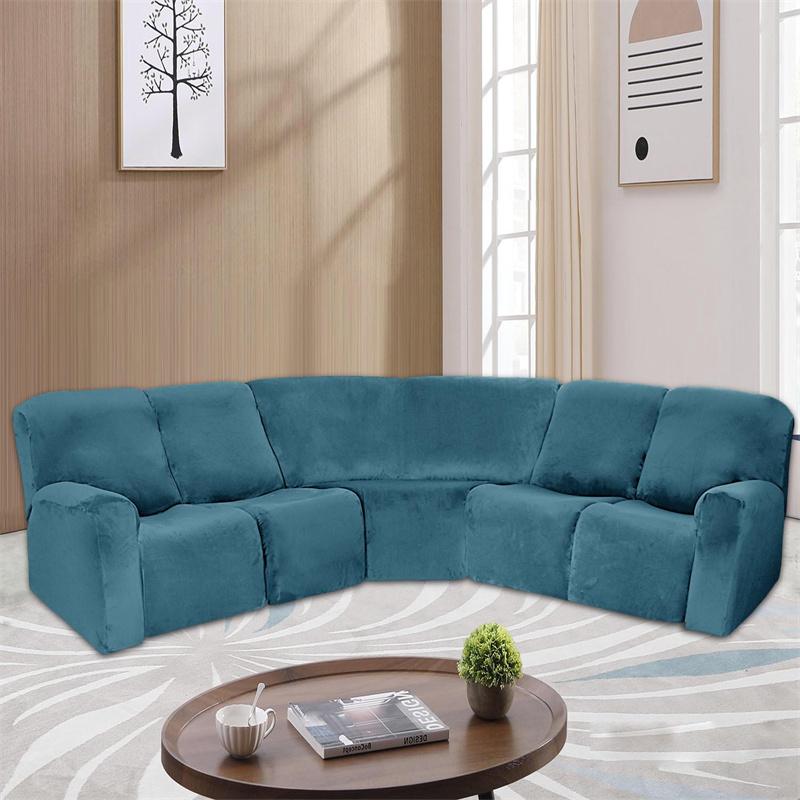 5 Seater Recliner Sofa Covers Stretch Velvet Sectional L Shape Sofa Slipcovers For Living Room Couch Furniture Protect Cover